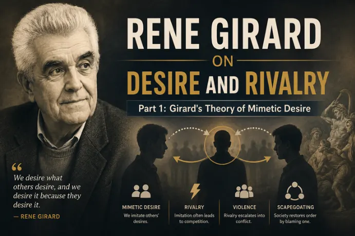Cover image for RENE GIRARD ON DESIRE AND RIVALRY  Part 1: Girard's Theory of Mimetic Desire